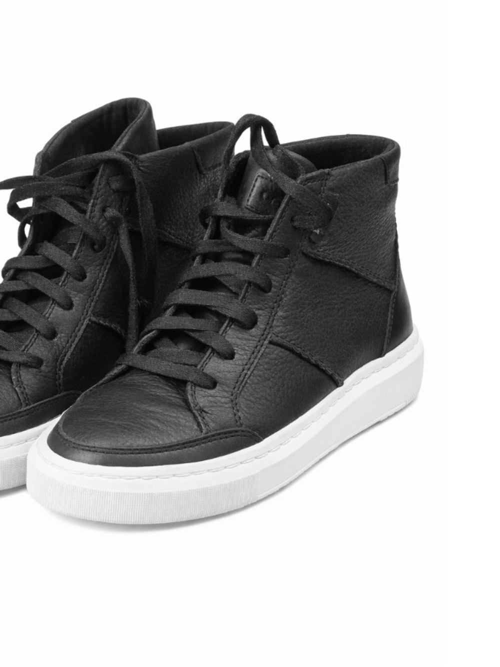 UGG Black Leather High-Top Sneakers with White Sole